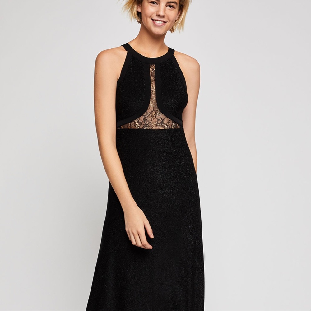 BCBG Crew Neck Lace Inset Maxi Dress - Picture 9 of 13